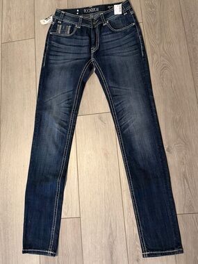 Rock & Roll Dark Wash Skinny Jeans - Dark Blue